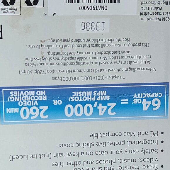 Onn USB 2.0 64GB Compact Storage with Protective Slider Design Flash Drive - Picture 12 of 16